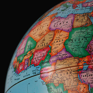 Africa on world globe